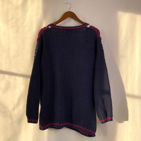 Purple and white knit sweater cardigan - Picture 4 of 4